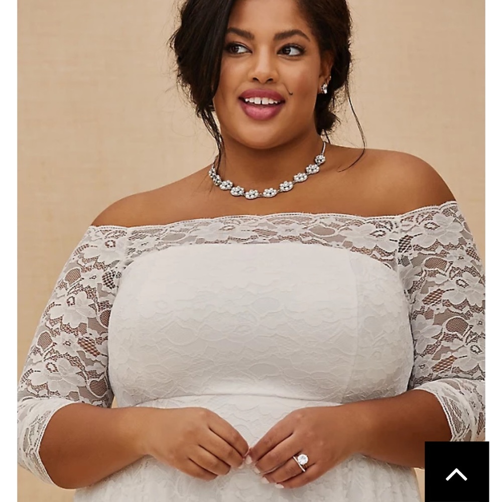Torrid off shoulder white lace wedding dress nwt - Picture 2 of 5
